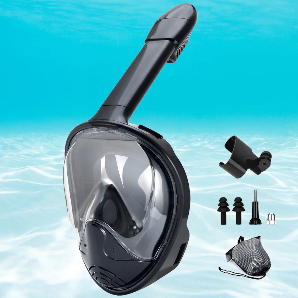Freediving Mask Set - Underwater Snorkeling Full Face Children Swimming