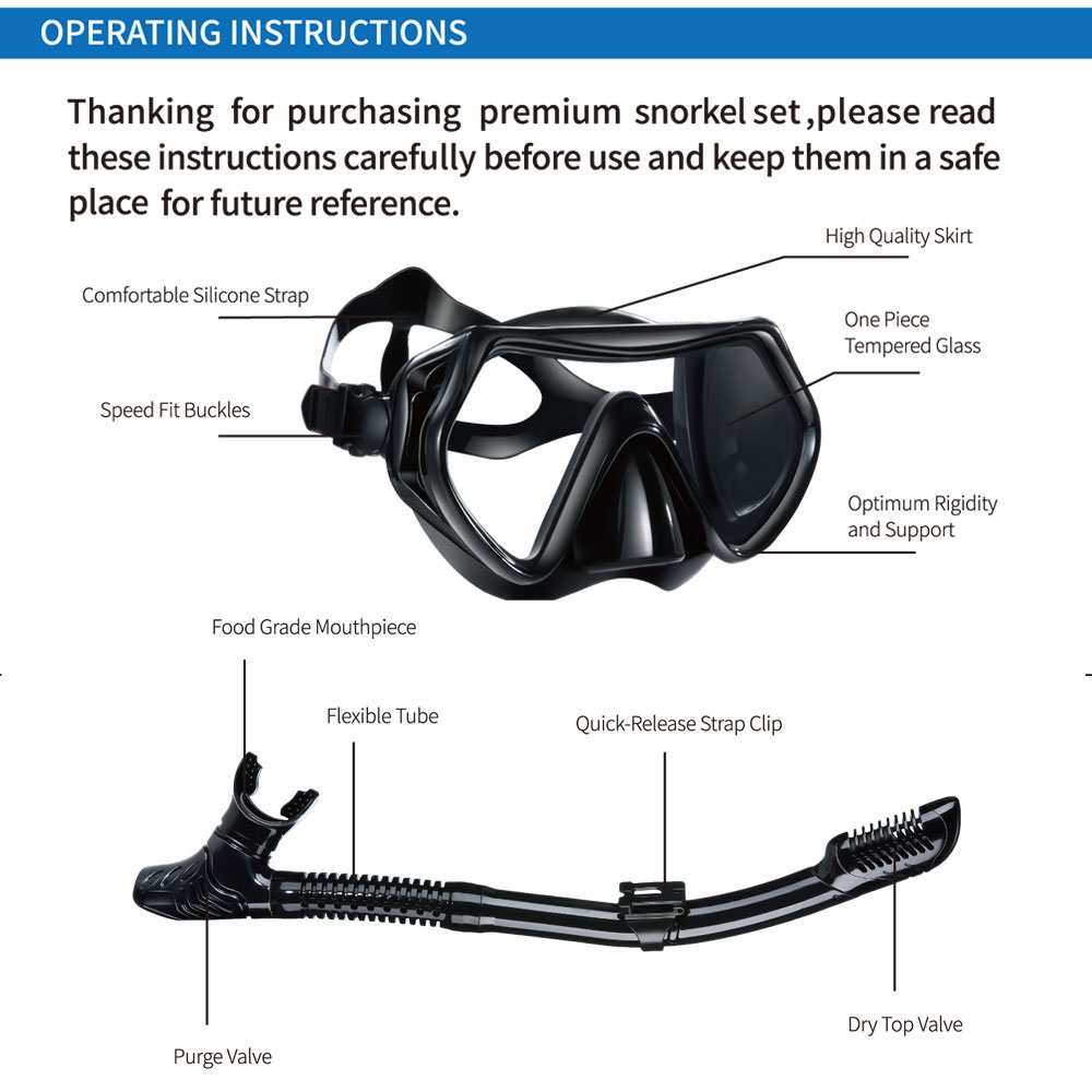 New Diving Snorkel Professiona - đánh giá và giá Freediving Mask Set