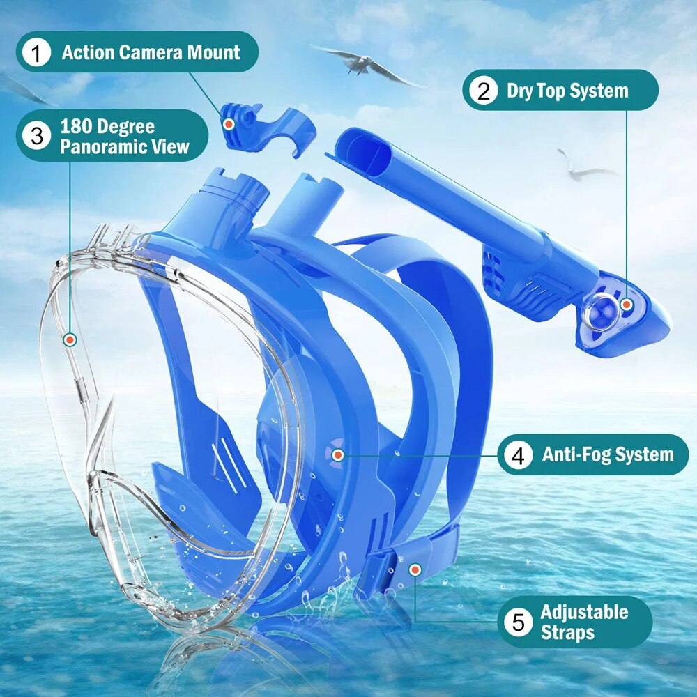 Underwater Snorkeling Full Fac - đánh giá và giá Freediving Mask Set